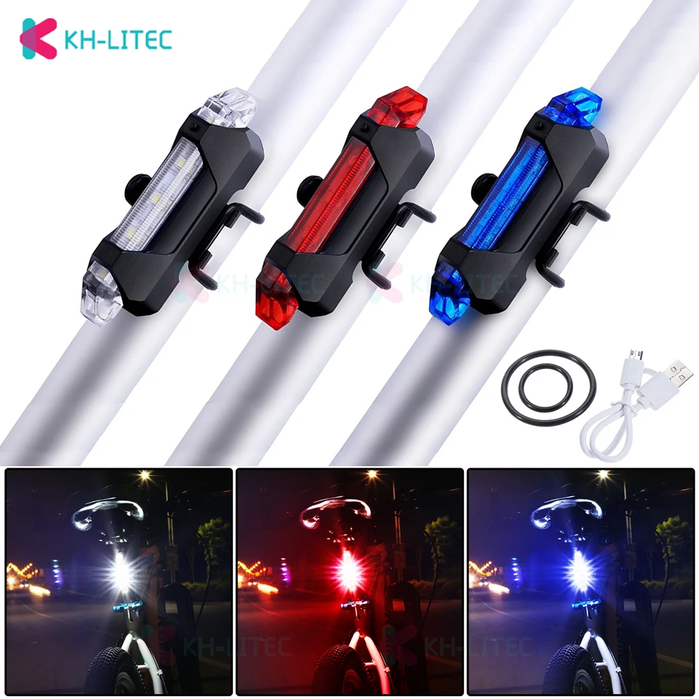 Задний фонарь для велосипеда KHLITEC перезаряжаемый от USB 5 светодиодов задний