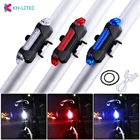 Задний фонарь для велосипеда KHLITEC, перезаряжаемый от USB, 5 светодиодов, задний Предупреждение онарь, задний фонарь для велосипеда, портативный фонарь