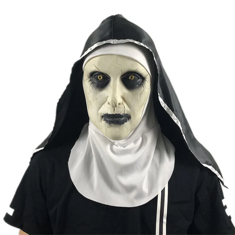 Хэллоуин монахини маска Косплэй страшно Valak латексные маски с платок