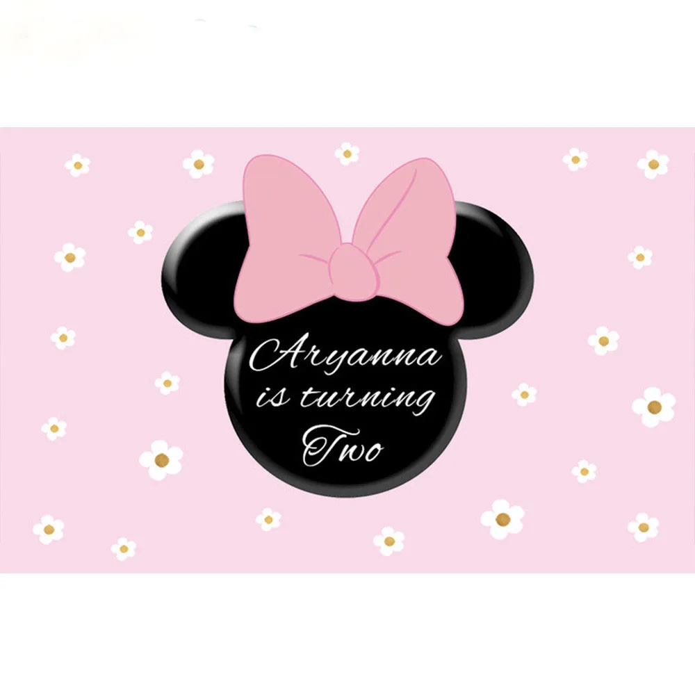 

Качественный Виниловый фон для фотосъемки на заказ с изображением розовой черной мыши для дня рождения