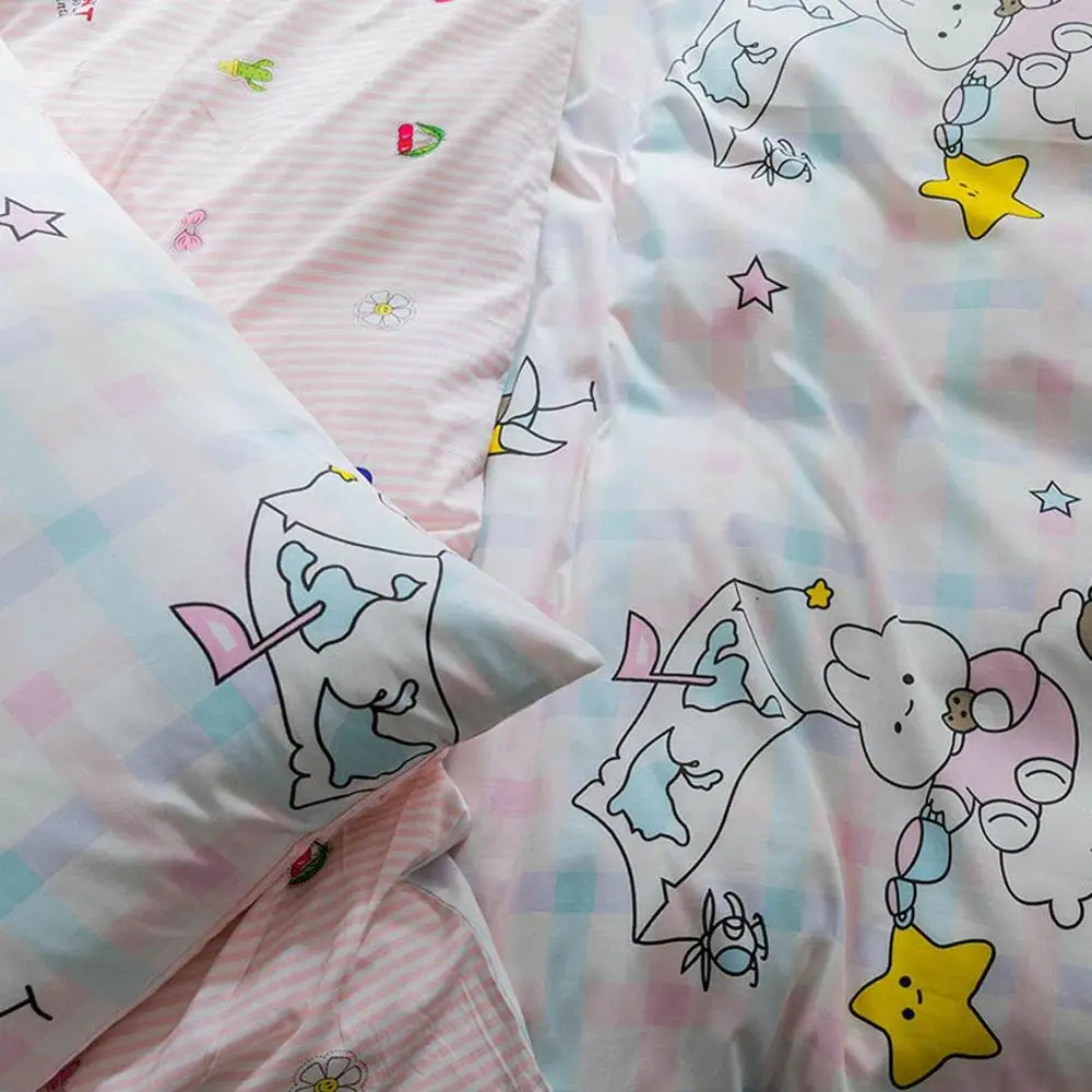 2019 свинка кролик мультфильм розовый пододеяльник набор пододеяльников