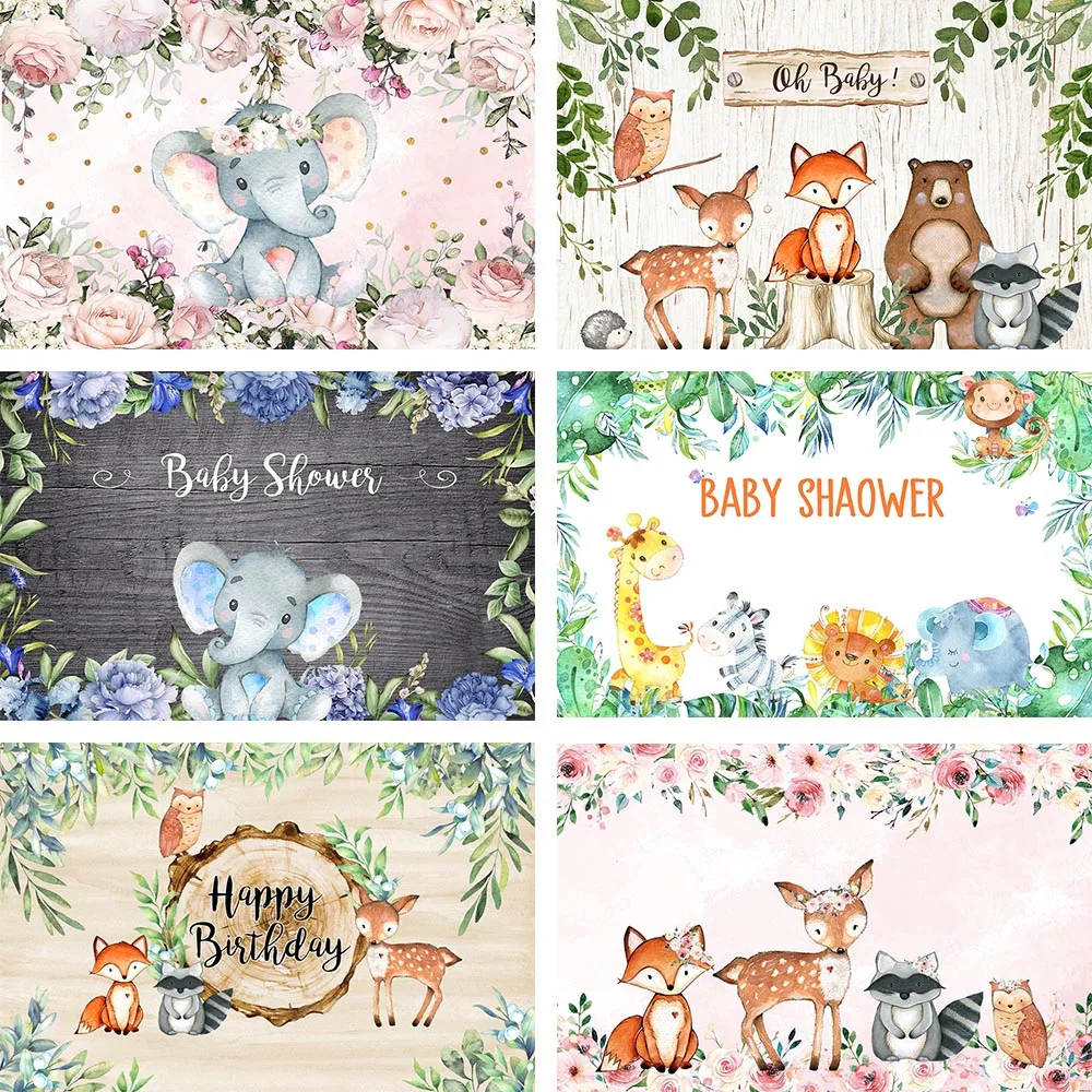 

Mehofond сафари джунгли животные фотография фон Лесной цветочный листвование детский душ День Рождения Вечеринка фон фотостудия