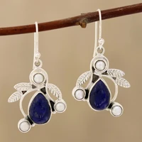 new vintage boho waterdrop stone dangle earrings for women flower leaves wedding hook ethnic party statement jewelry