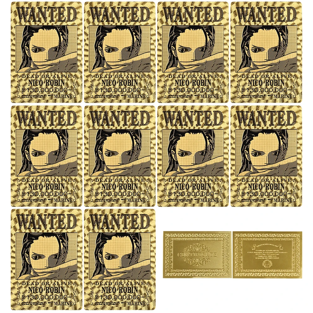 

10/pcs Japanese Animation Wanted Card Gold Medal Collection Robin with Card Holde