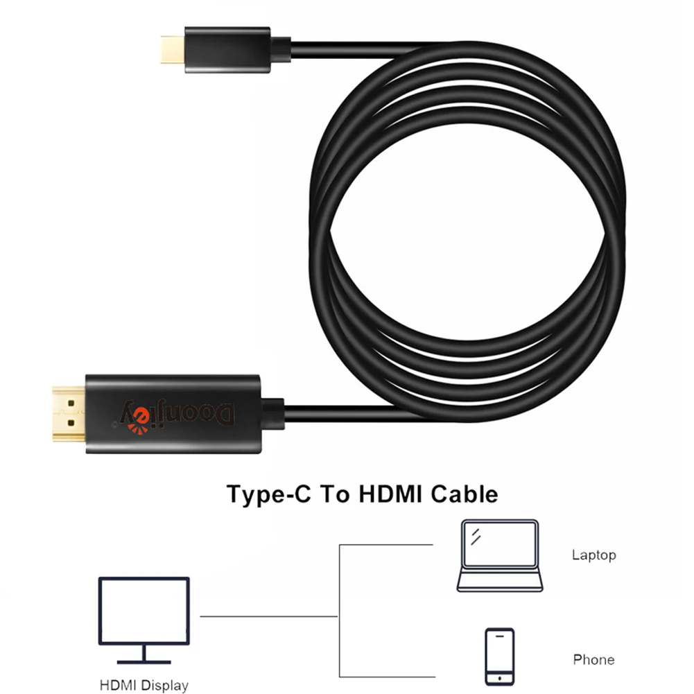 Кабель-адаптер USB Type-C HDMI 1 м 1080P HD TV 4K для Samsung Android прочный кабель type-C широкая