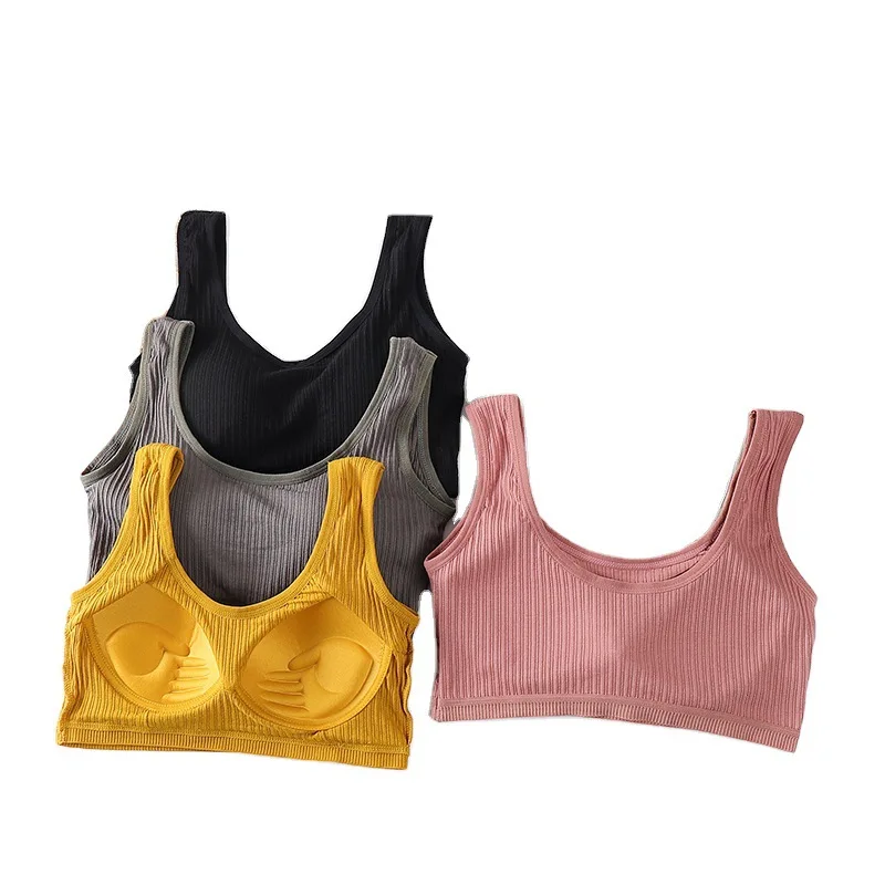 

One-Piece Girl's Underwear Thread Cotton Beauty Back Sling Anti-Exposure Vest Tube Top without Steel Ring Bra