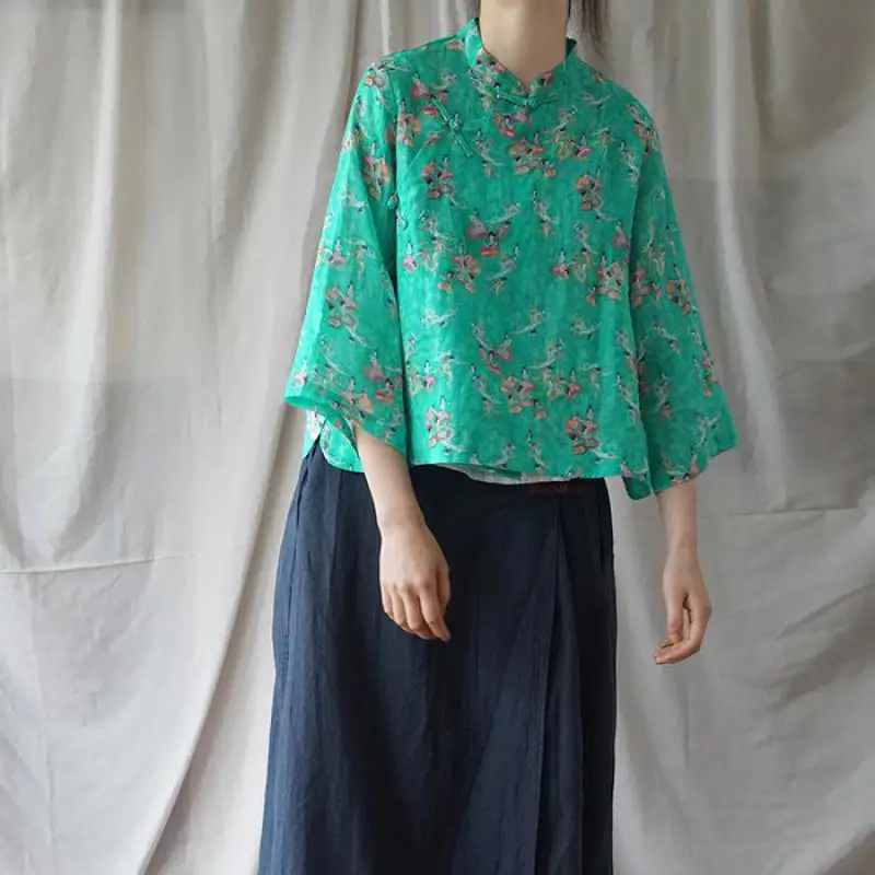 Женские топы 2019 летняя одежда обычные три четверти рукав винтажный принт