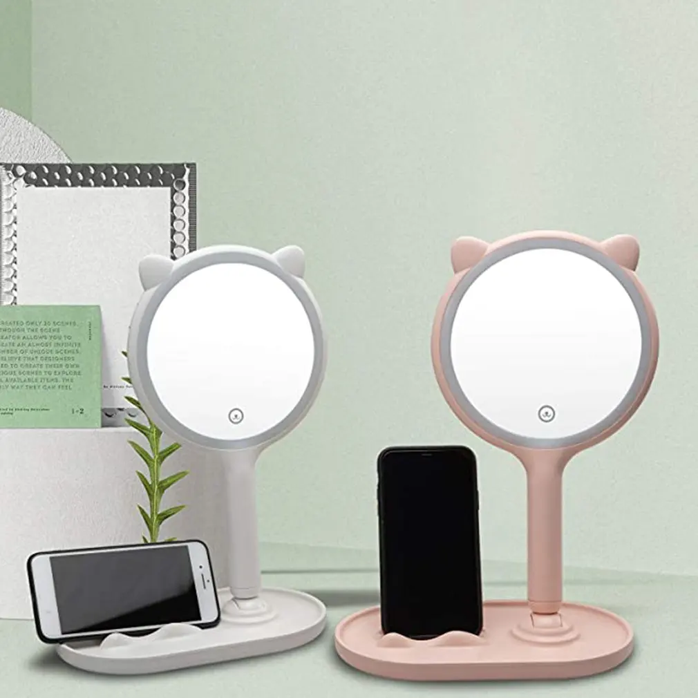 

Smart Desktop Led Three-color Makeup Mirror 5 Times Magnification Multiple Functions Bright LED Light Mirror