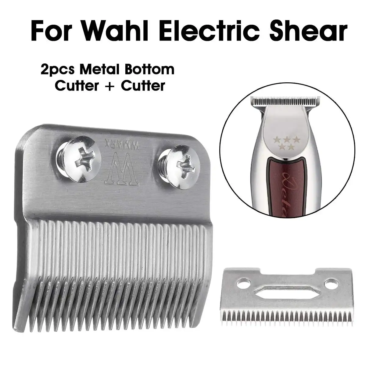 

2pcs Sliver 2 Hole Clipper Blade Cutter Metal Bottom Cutter For Wahl Electric Shear Hair Clipper Trimmers For Barber Home Use