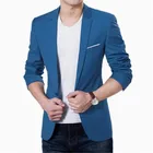 Мужской Корейский приталенный Модный хлопковый Блейзер, костюм, куртка, черный, синий цвет, от M до 3xl, мужские блейзеры, мужское пальто для свадьбы