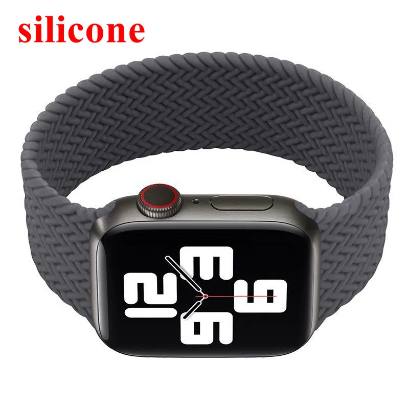 

Braided Solo Loop silicone Strap For Apple Watch bands 44mm 40mm Elastic Bracelet for iWatch Series 6 SE 5 4 3 band 38mm 42mm