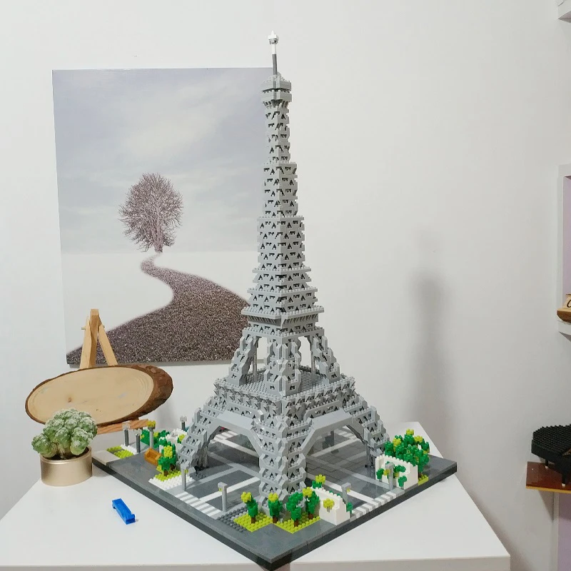 YZ 069 мировая архитектура Париж Эйфелева башня дерево автобус река 3D модель мини