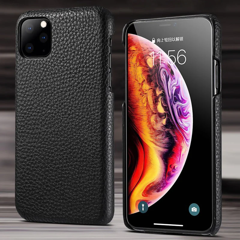

Чехол для телефона из натуральной кожи для iPhone 11 Pro, чехлы с текстурой личи для Apple X XS Max XR 6 6S 7 8 Plus SE 2020, чехол из воловьей кожи