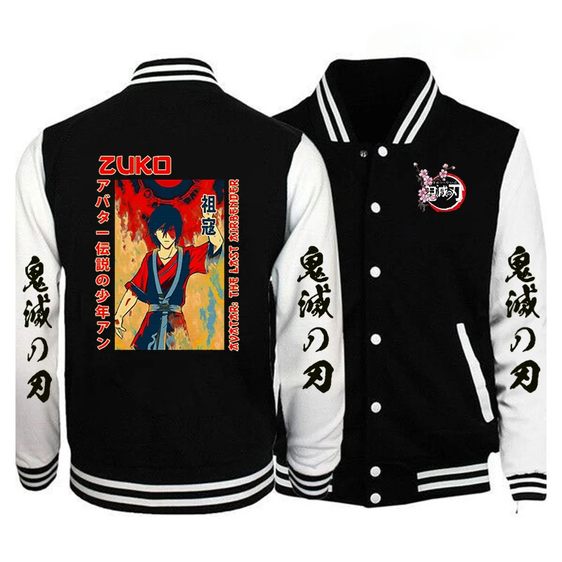 

Autumn Spring Coats Patchwork Kimetsu No Yaiba Demon Slayer Anime Women's Baseball Varsity Jacket Unisex Men's Bomber Coat Chic