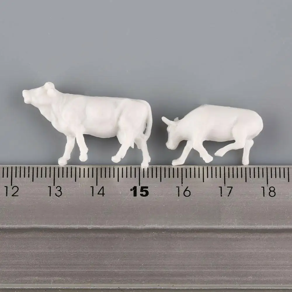 Неокрашенные белые фермерские животные коровы 9 поз 50 шт. масштаб 1:87|farm animal cow|scale