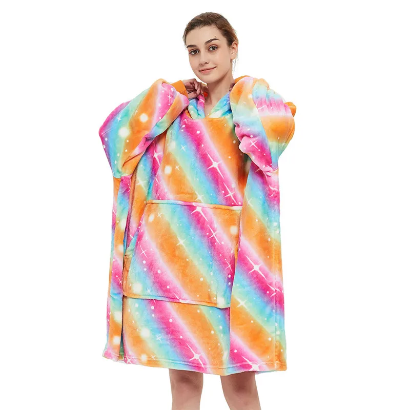 

Soft Blanket Hoodies Sweatshirt Women Winter Hoodies Fleece Giant Pullover TV Blanket Hoody Adults Kids Bathrobe