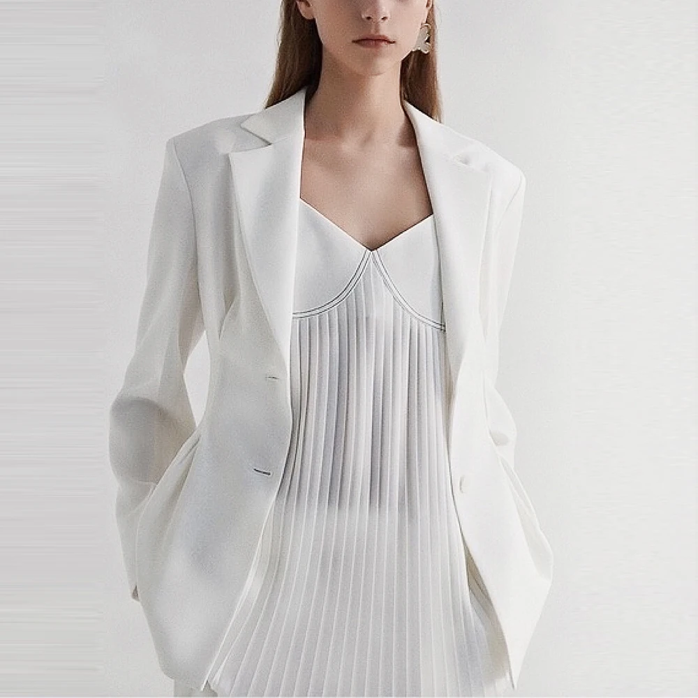 New Fashion 2021 Baroque Designer Blazer Jacket Women's Buttons Blazer White Casual Long Sleeve Blazer Jacket Outerwear