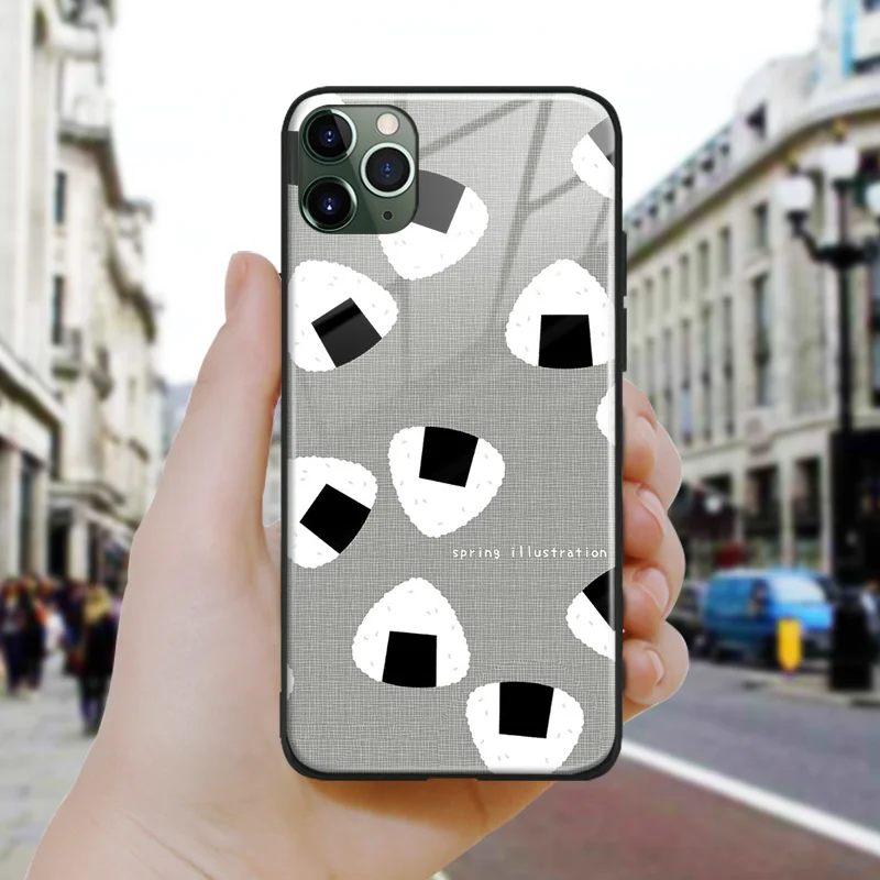 Силиконовый стеклянный чехол с рисовым шариком для iPhone SE 6 6s 7 8 Plus X XR XS 11 12 Mini Pro Max |