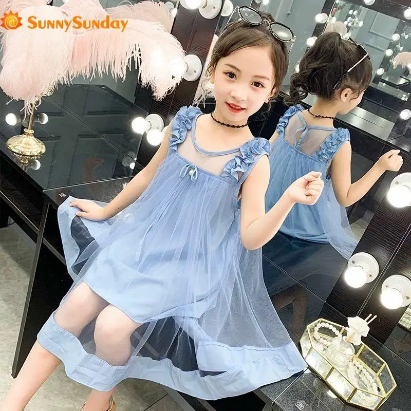 

Girls' Dress 2020 New Summer Dress Lace-Trimmed Dress Cotton Sleeveless Children'S Dress Fashion A-Line Children'S Clothing