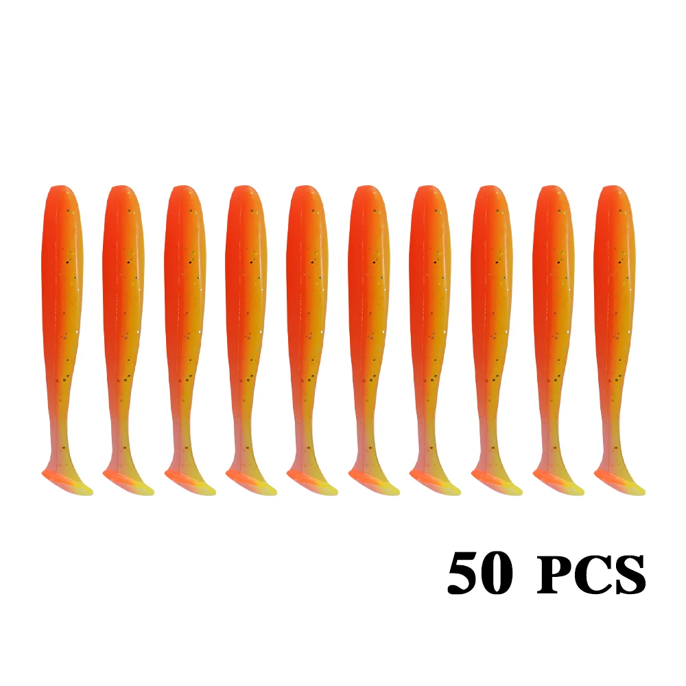 

PPGUN 50 Pcs/Lot 7cm 10cm Soft Lure Shad Wobbler Silicone Bait Sea Worm Swimbait Streamer Silicone Lure spinnerbait accessories