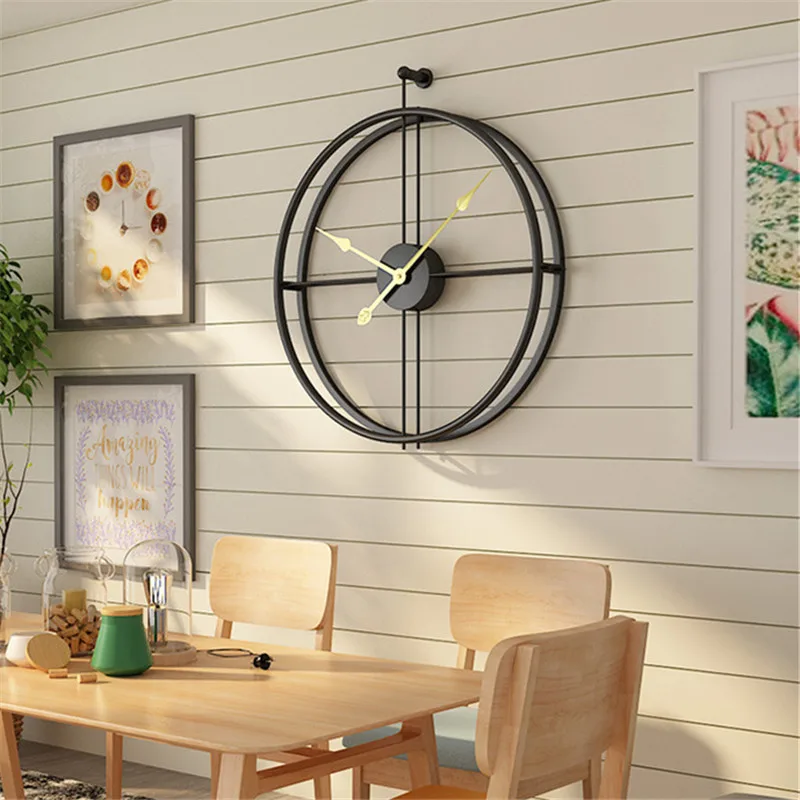 

Metal Iron Large Wall Clock Office Decor Luxurious Minimalist Industrial Mute Nordic Hanging Watch Home Decoration Modern Design