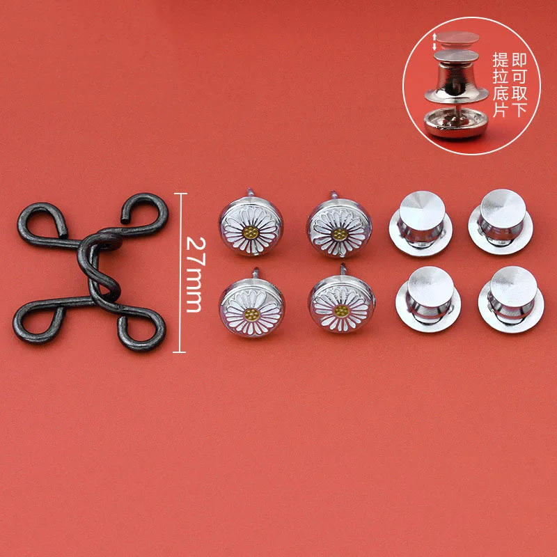 

1Set Metal Waist Adjustment Button Garment Hooks Jeans Waist Buckle Removable Rivet Button DIY Invisible Button