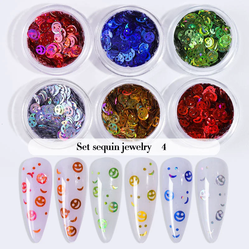 

2019 6pcs Pink Cute Nail Glitter Set Holographic Nail Powder Flakes Manicure Ultra Thin Nail Art Sequin Chromes Pigment