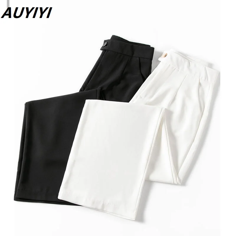 

AUYIYI Suit Wide Leg Pants Women 2021 Summer Thin White High Waist Loose Straight Leg Fashion Comfortable Casual Mopping Pants