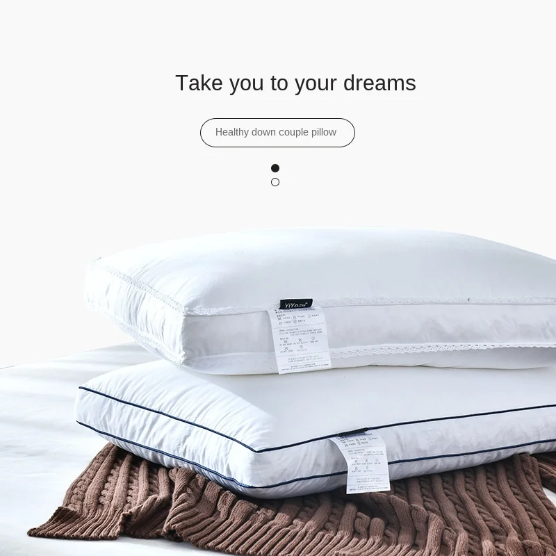 Белая гусиная перо хлопковая пуховая подушка знаменитая для отеля одинарная