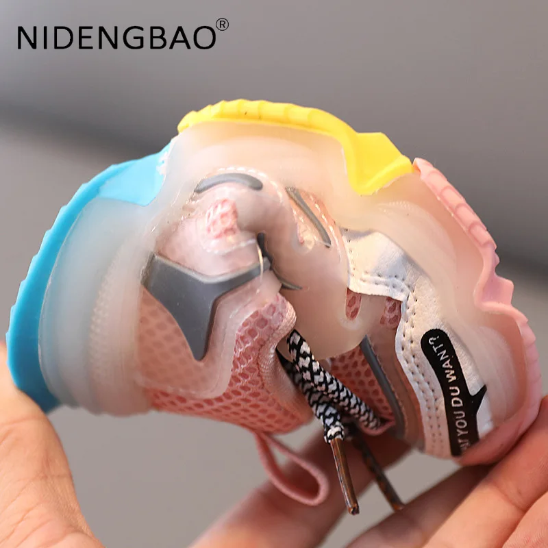 Kids Running Shoes Boy Child Sneaker Girl Mesh Breathable Comfortable Fashion Trend Lights Children Sports Shoes Basket Fille