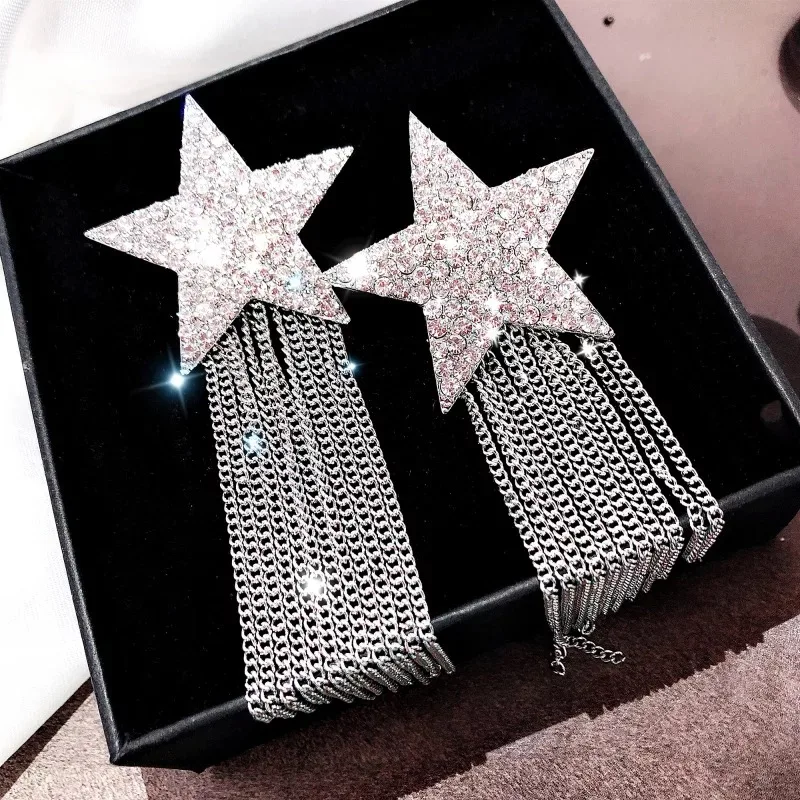 Фирменные блестящие Подвески Стразы в виде звезд висячие серьги ювелирные