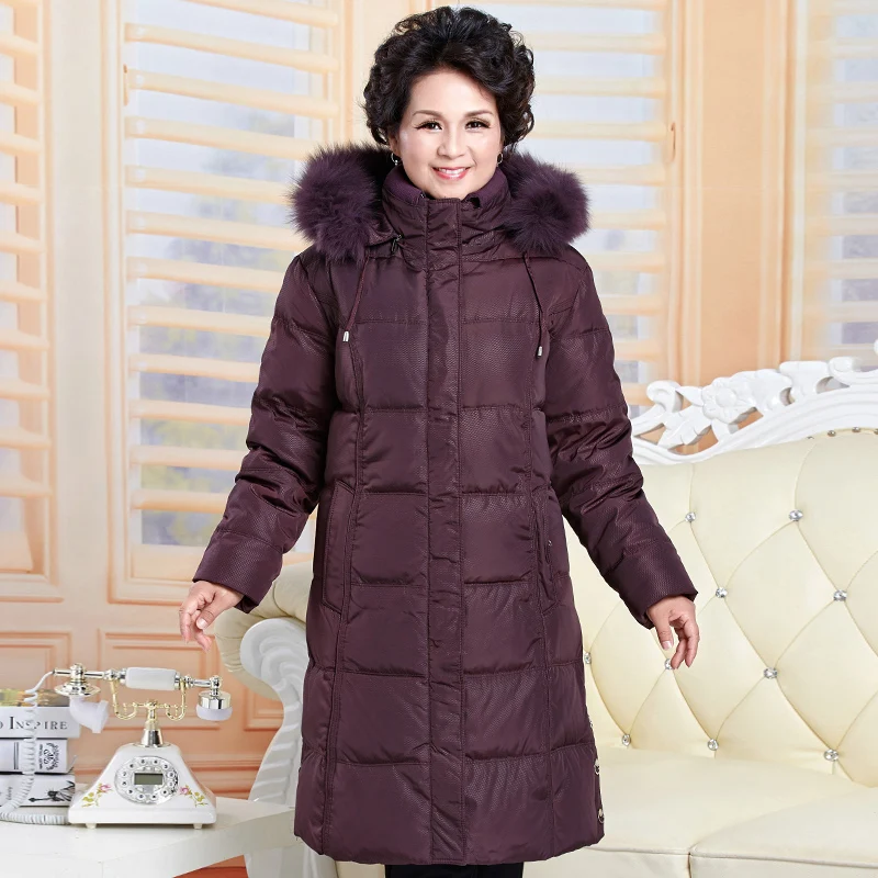 Женский пуховик с капюшоном зимняя утепленная куртка на утином пуху большие