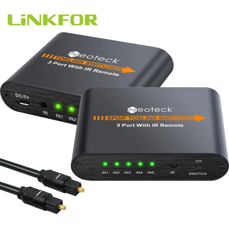 LiNKFOR 5 портов/3 порта оптический коммутатор SPDIF TosLink Цифровой аудио с поддержкой