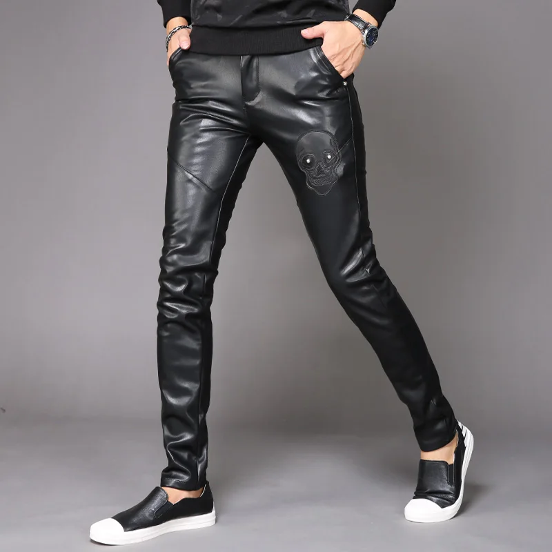 Мужские брюки из ПУ кожи Новинка для ночного клуба мужские мотоциклетные с