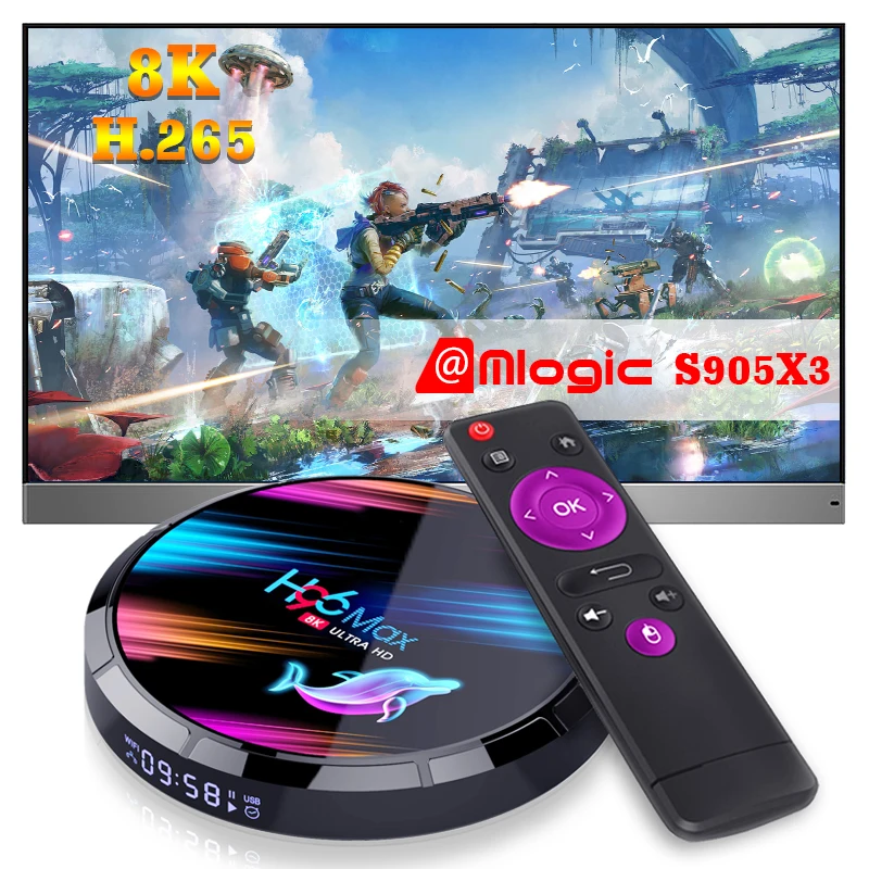 Приставка Смарт ТВ H96 MAX X3 8K Android 9 0 4 + 64 ГБ AmlogicS905X3 BT4.0 G21Pro|ТВ-приставки и