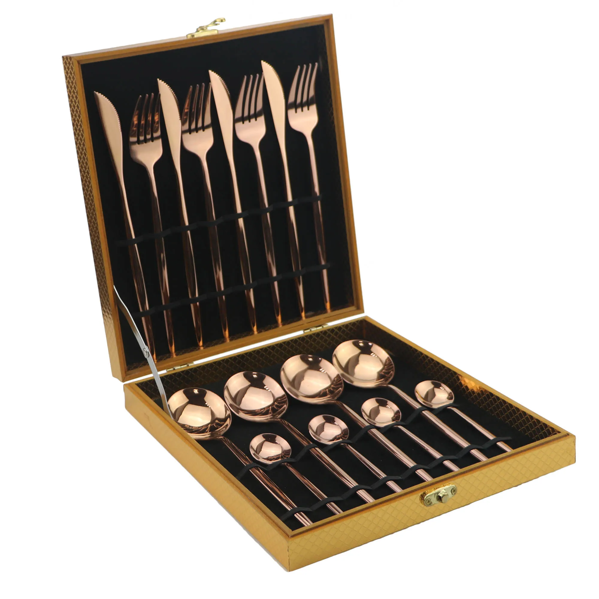 16 шт Блестящий Роскошный Золотой набор посуды нож вилка ложка столовых приборов