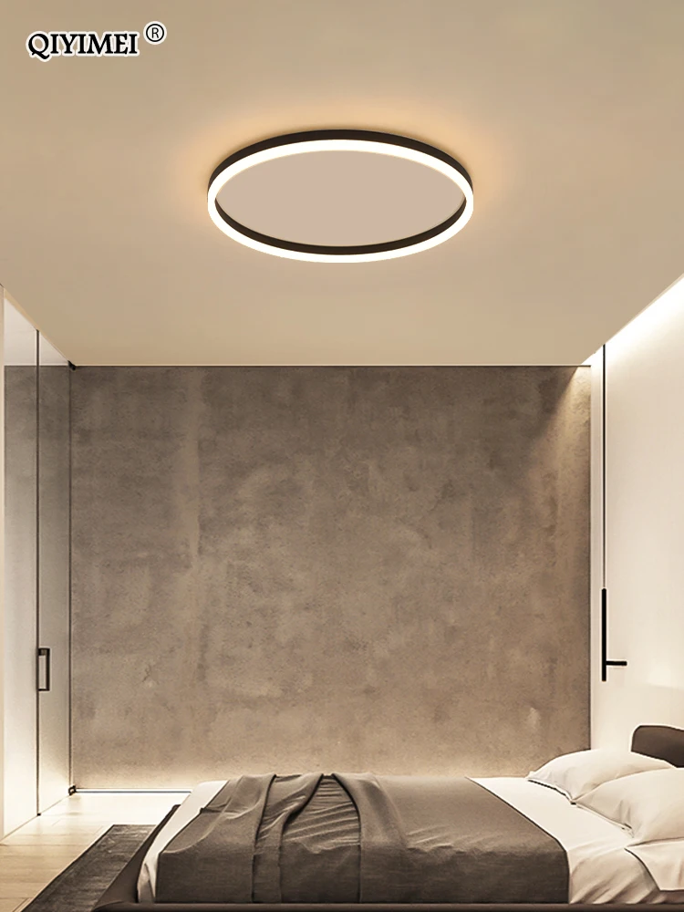 Candelabros acrílicos Led modernos para dormitorio lámpara de interior sencilla redonda, accesorios de iluminación, Luminaria, luces de Color blanco, negro y dorado