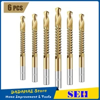 6pcs cobalt drill bit set spiral screw metric composite tap drill bit tap twist drill bit set metal specia