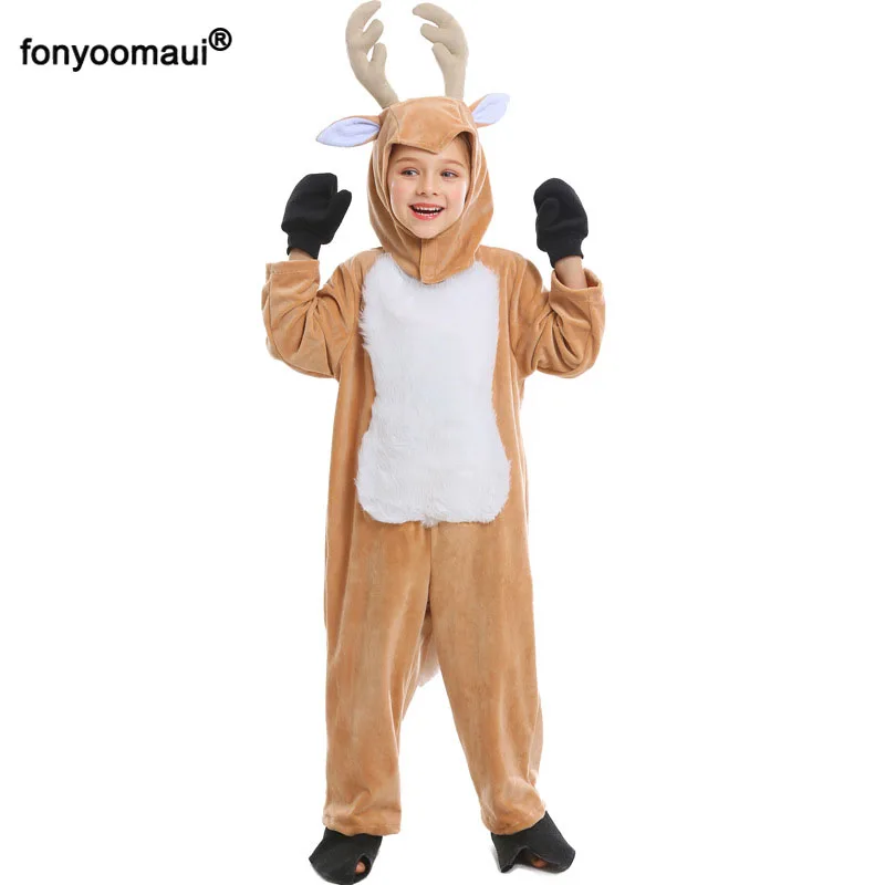 Комбинезон для косплея взрослых женщин детей Хэллоуин Рождество животное лось
