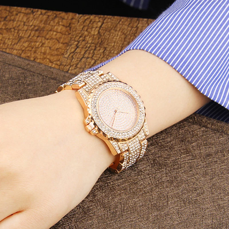 

Women Watch Diamond Rhinestone Watches Lady Dress Luxury Brand Bracelet Wristwatch Ladies Crystal Quartz Clocks Alloy