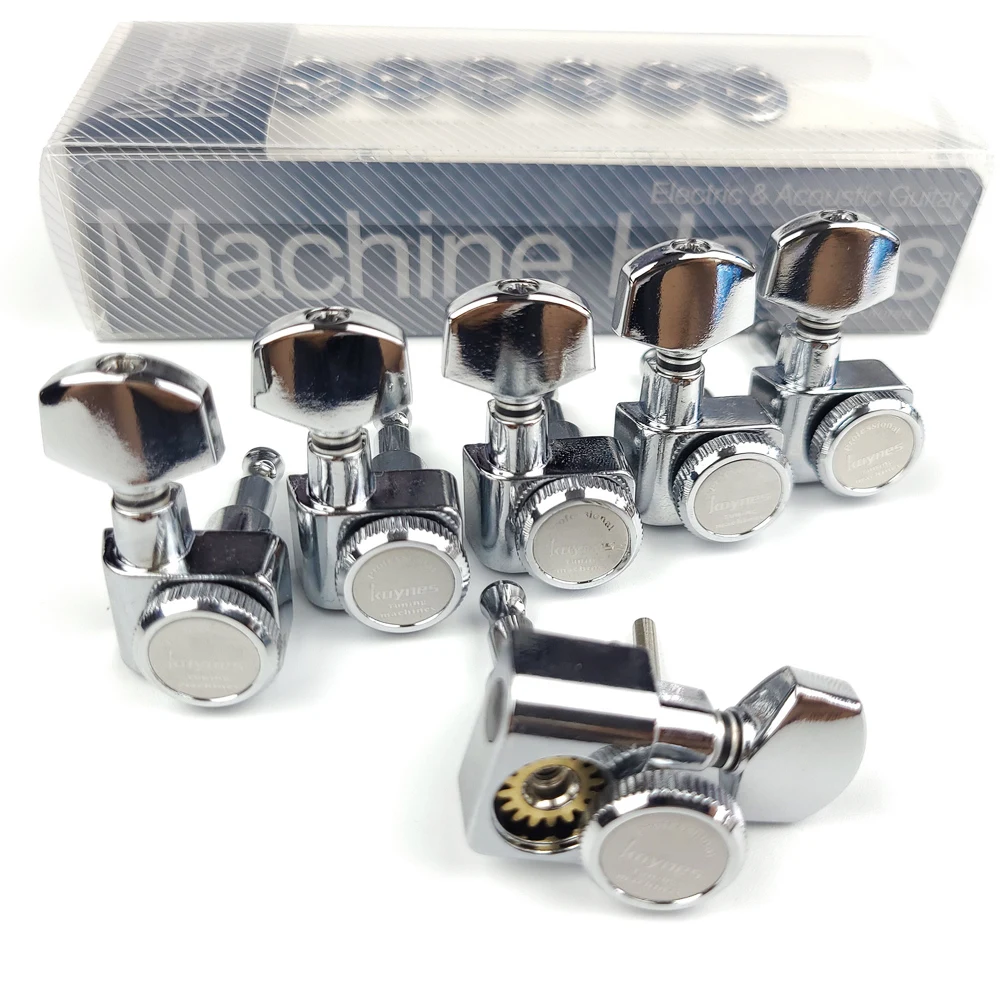1 set 6 in linie keine schrauben locking elektrische gitarre mechaniken mechaniken schloss string tuning pegs chrome silber free global shipping