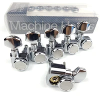 1 set 6 in line no screws locking electric guitar machine heads tuners lock string tuning pegs chrome silver