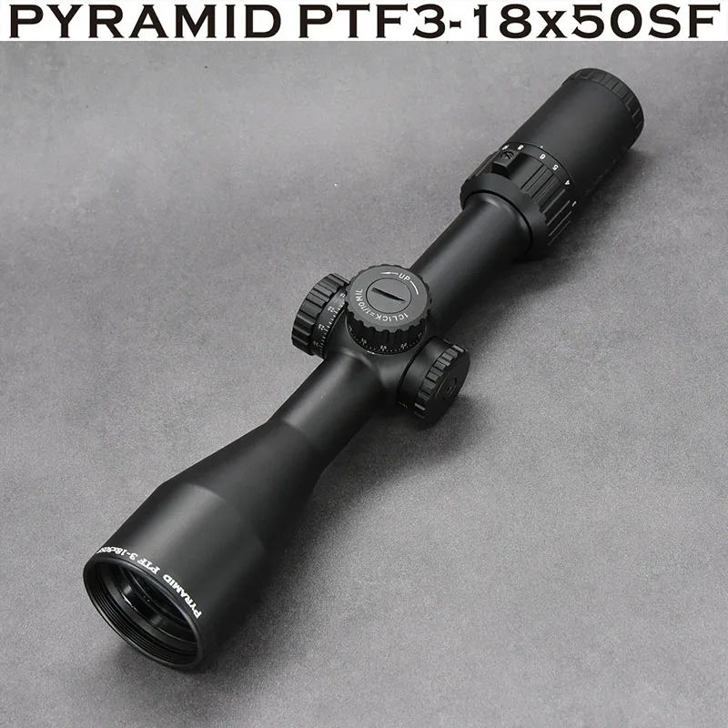 

Pyramid Tactical Turret PTF 3-18x50 FFP First Focal Plane Rifle Scope 1/10 MOA WaterProof ShockProof Fit Hunting Shooting