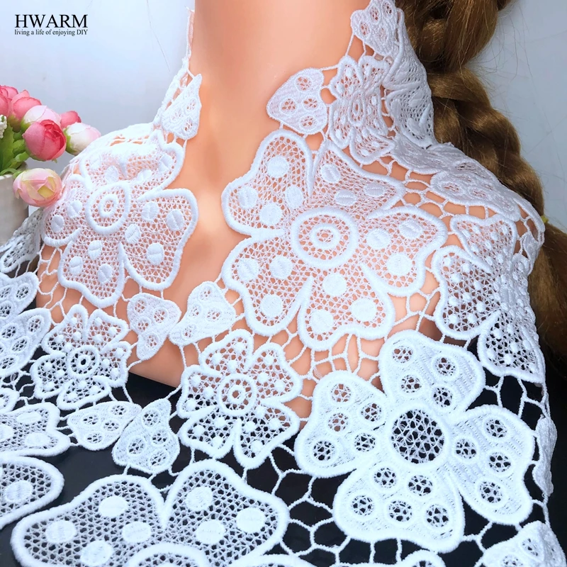

5yard 16.5cm white wedding decoration african lace fabric trim clothing skirt DIY sewing accessories Milk silk watersoluble lace