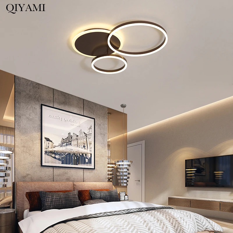 $59.00 Modern Round Design Ceiling Lights For Living Room Bedroom Gold White Coffee Painted Circle Rings Lighting Fixtures Luminaire