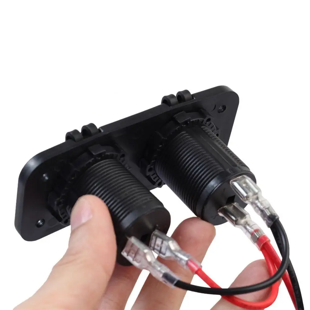 

55% Hot Sales!!! Motorcycle Car Charger Cigaretteed Lighter Double Female Socket Kits with 1m Cable