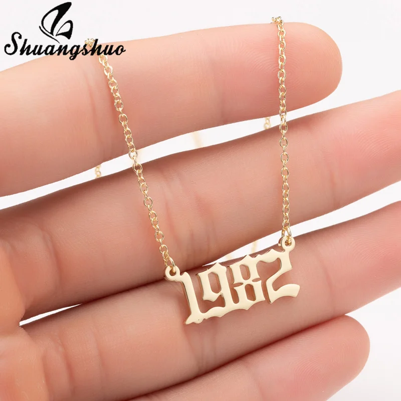 Ожерелье женское из нержавеющей стали с подвеской в виде цифр на год рождения