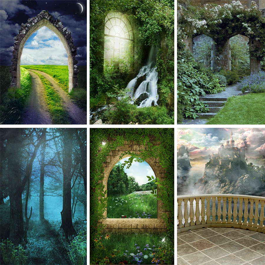 

Nitree Arch Night Sky Gothic Castle Fairy Tale Fantasy Dream Landscape Scenes Backdrop Photo Studio Photography Background Vinyl