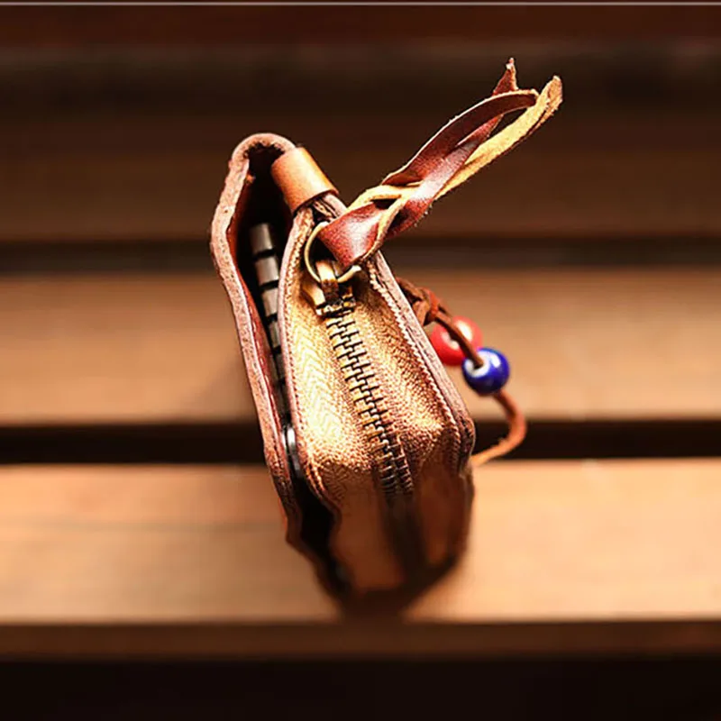 Кожаная сумка для ключей AETOO Винтажный чехол из воловьей кожи