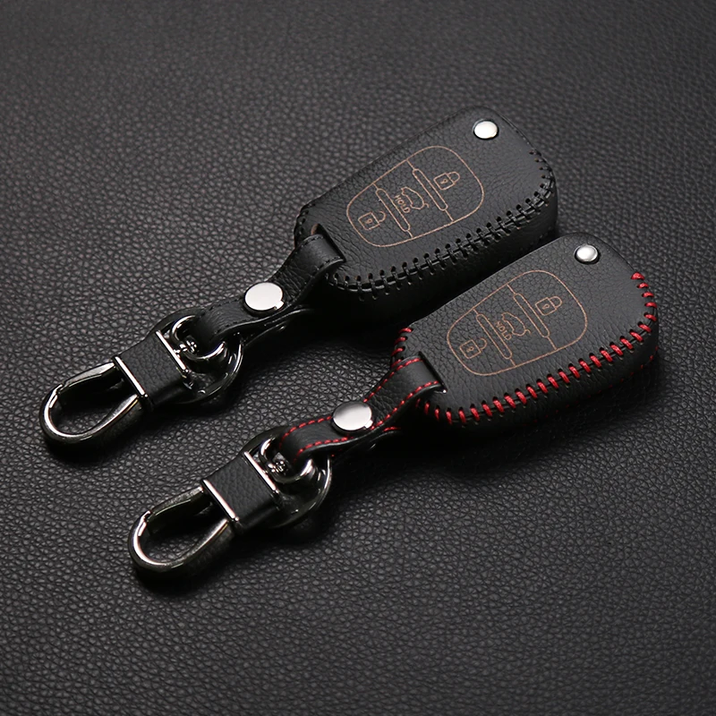 Car Styling High Quality Leather Key Cover for Hyundai i20 i35 iX20 iX35 HB20 Solaris Verna Kia K5 Ceed 3 Button Folding | Автомобили и